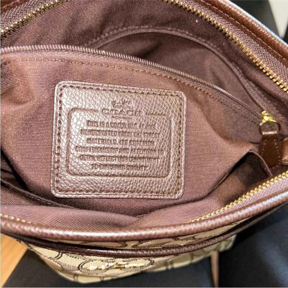 Coach Tan and BrownSignature Messenger bag